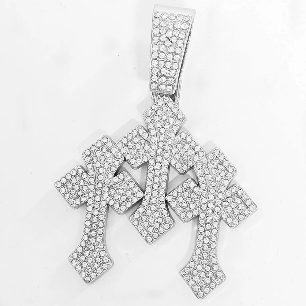 Triple Cross Pendant Necklace